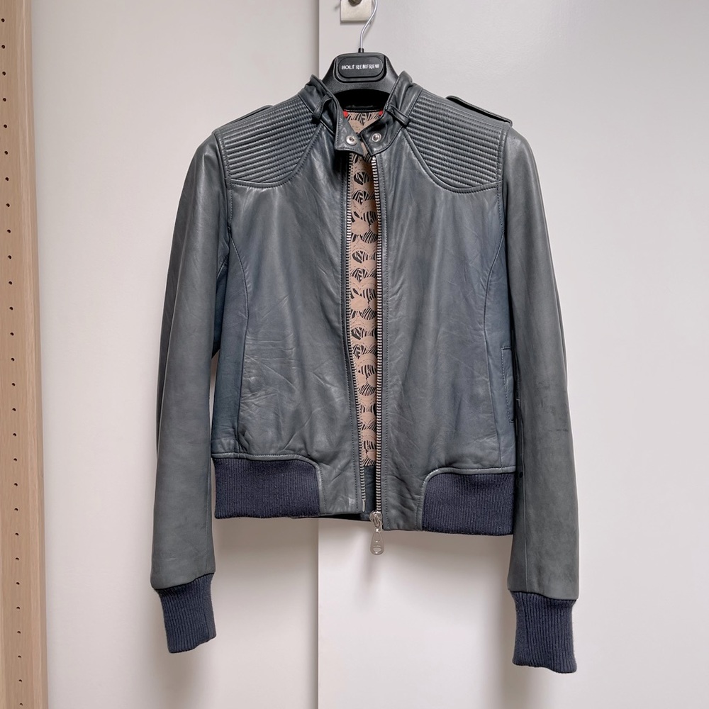 Doma Blue Leather Jacket